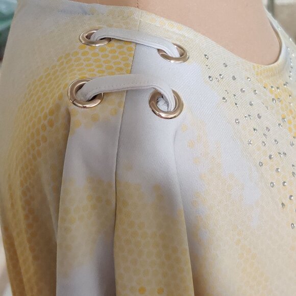 JM Collection Womens Blouse Rhinestone Grommet Embellished Gradient Top Size M - Picture 5 of 8